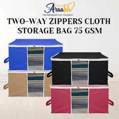Two Way White Zipper Clothes Storage Bag 75 GSM Closet Organizers Sweater Clothes Storage Containers ( Pack Of 4 )