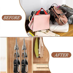 ack of 2 (Black & Grey) 8-Pocket Handbag Hanging Organizer for Closet | Foldable, Universal Fit | Oxford Cloth Storage Hanger